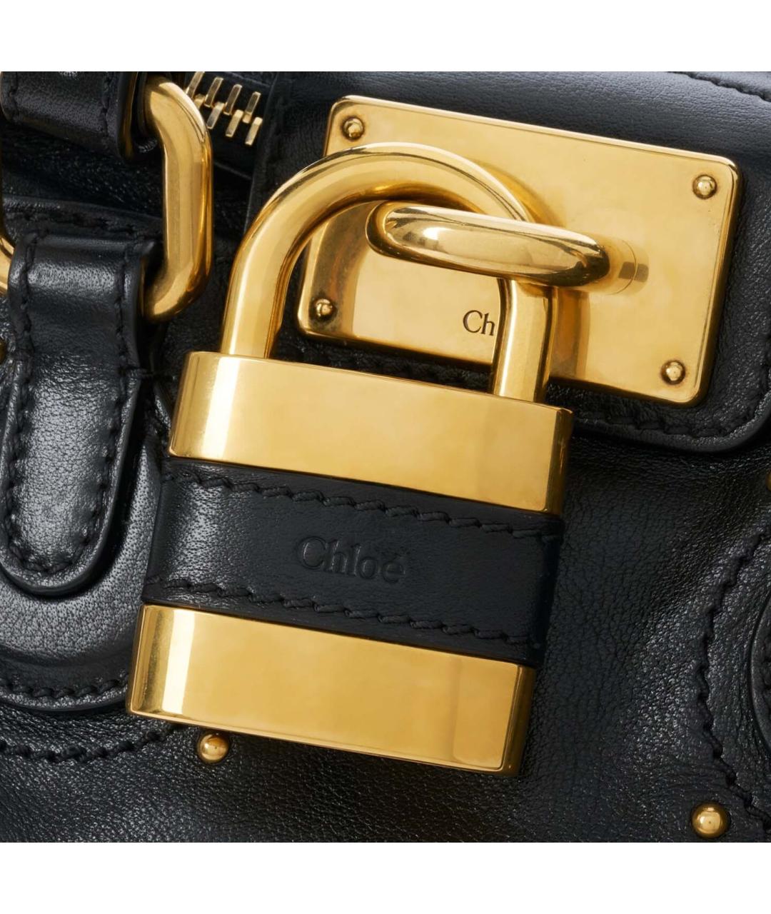 CHLOE Черная кожаная сумка с короткими ручками, фото 4