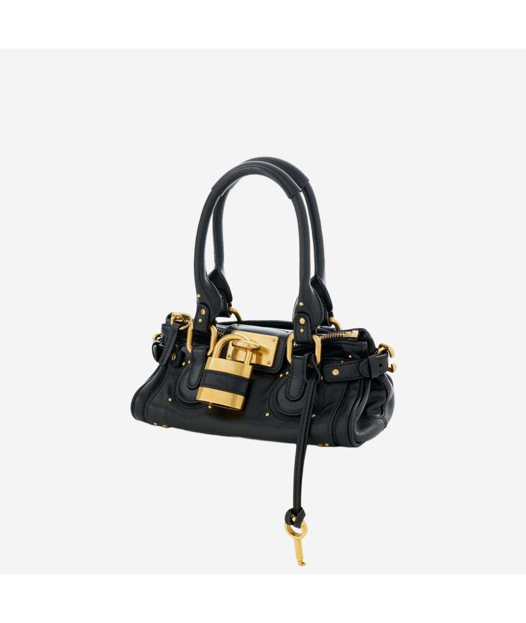 CHLOE Черная кожаная сумка с короткими ручками, фото 2