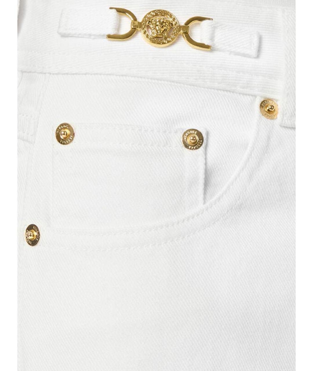 VERSACE Белые хлопковые джинсы слим, фото 3