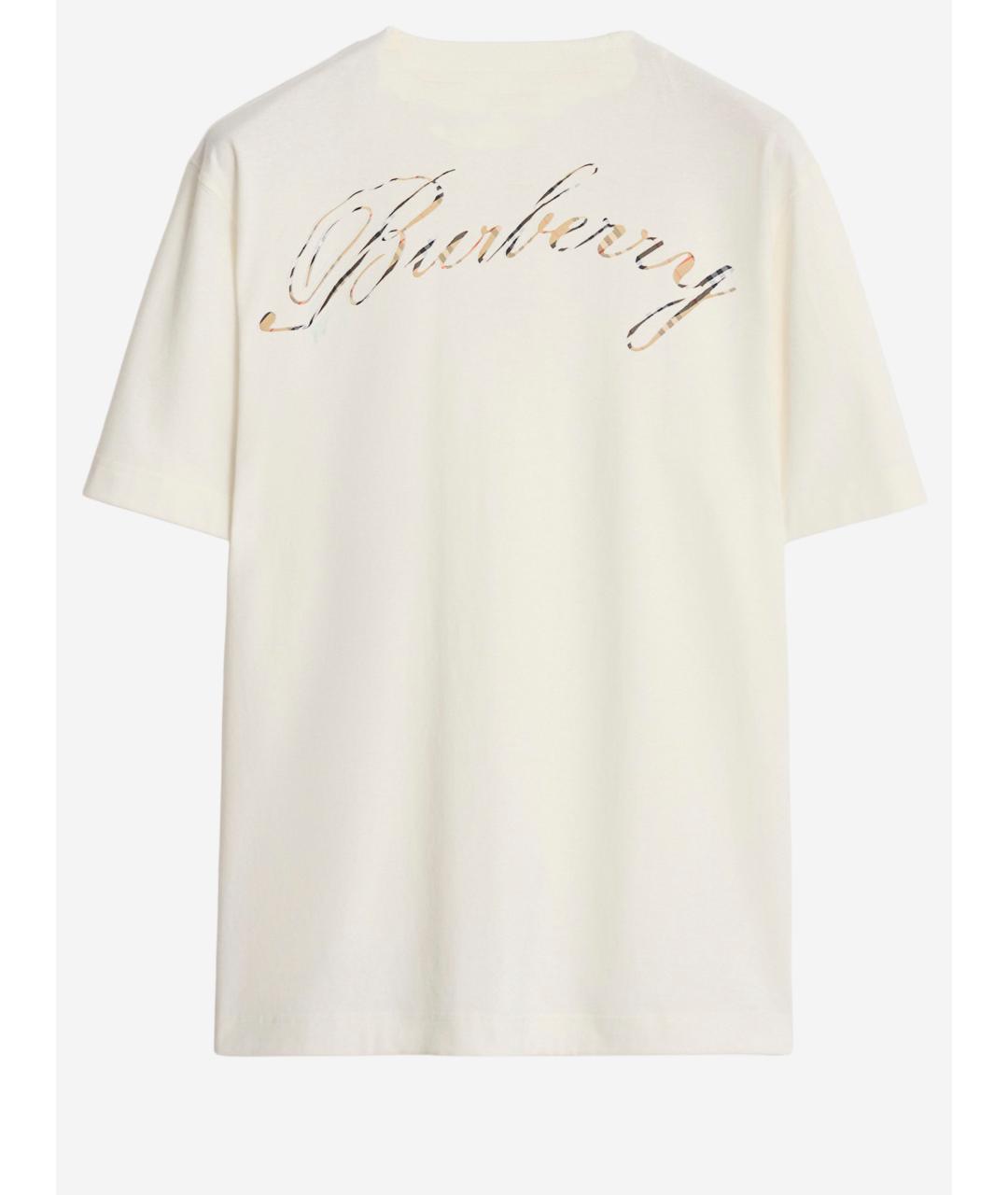 BURBERRY Белая хлопковая футболка, фото 2
