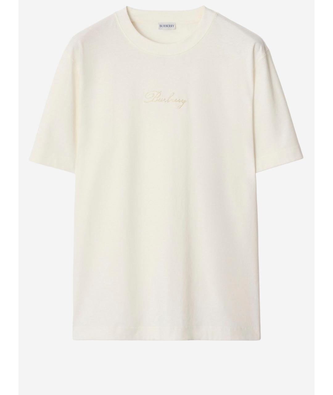 BURBERRY Белая хлопковая футболка, фото 4