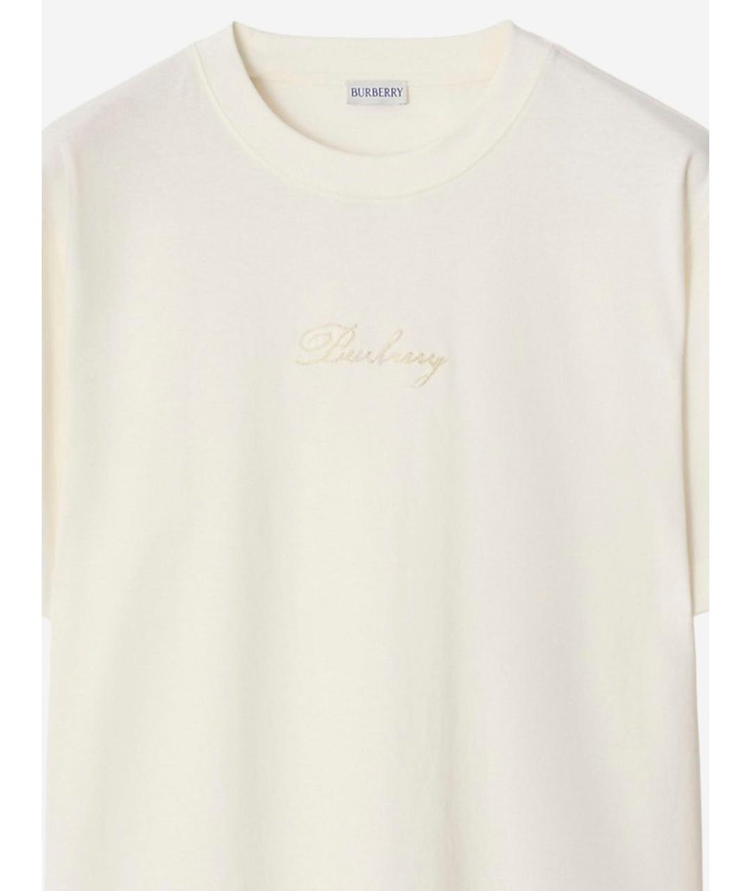 BURBERRY Белая хлопковая футболка, фото 3