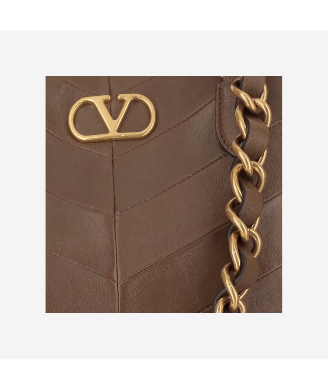 VALENTINO Коричневая кожаная сумка тоут, фото 4