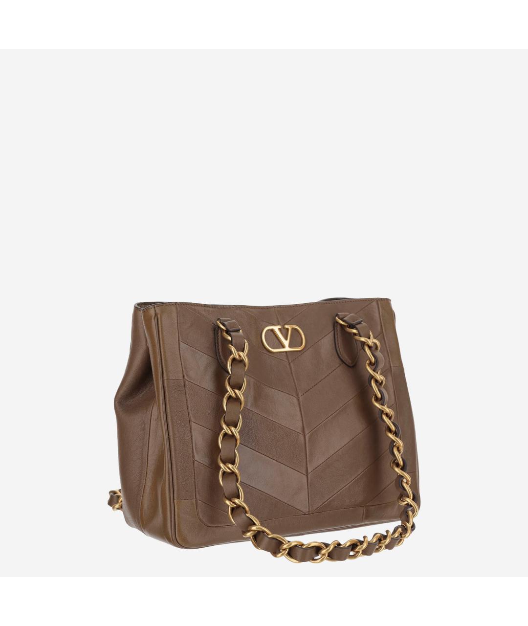 VALENTINO Коричневая кожаная сумка тоут, фото 2