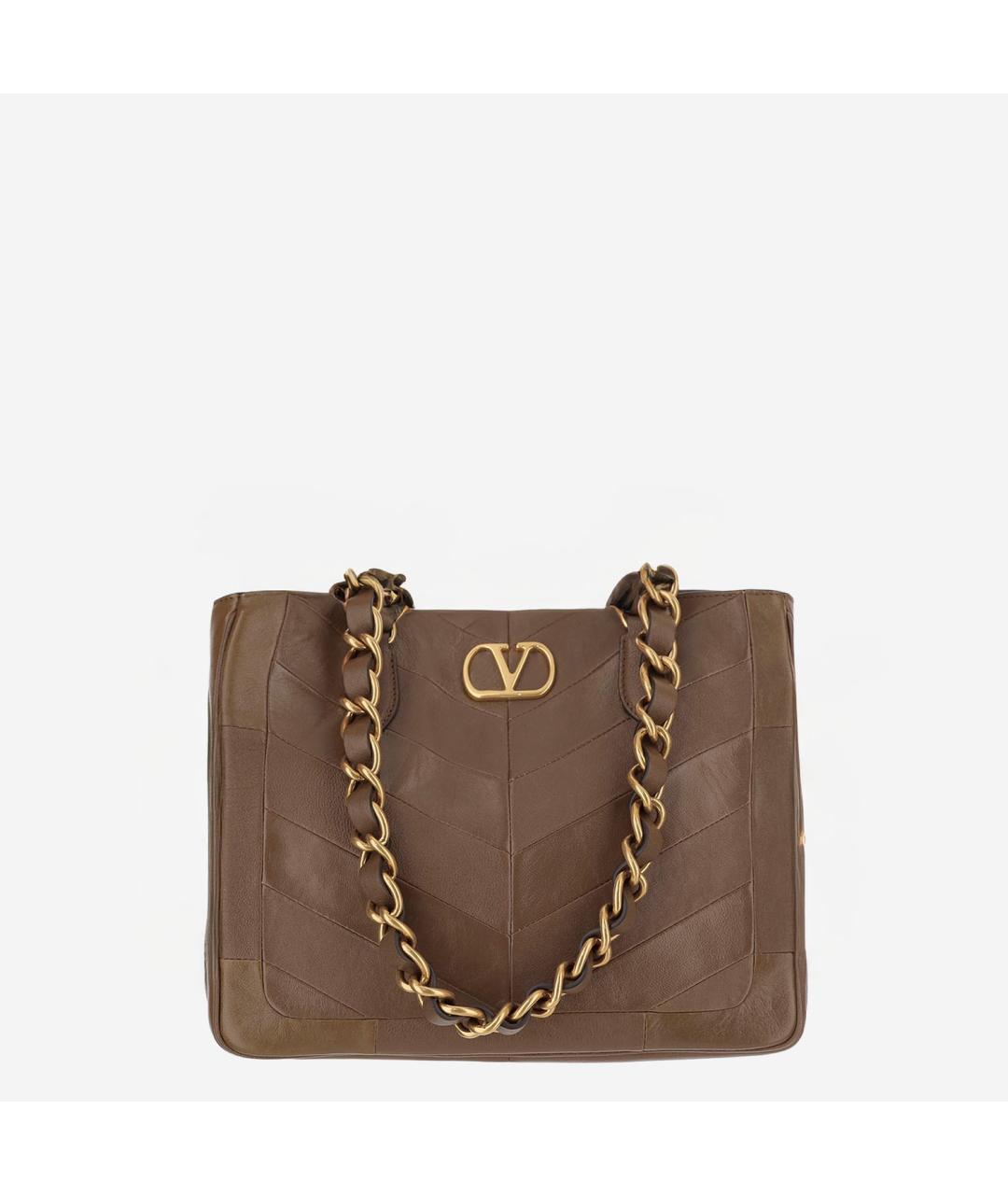 VALENTINO Коричневая кожаная сумка тоут, фото 1