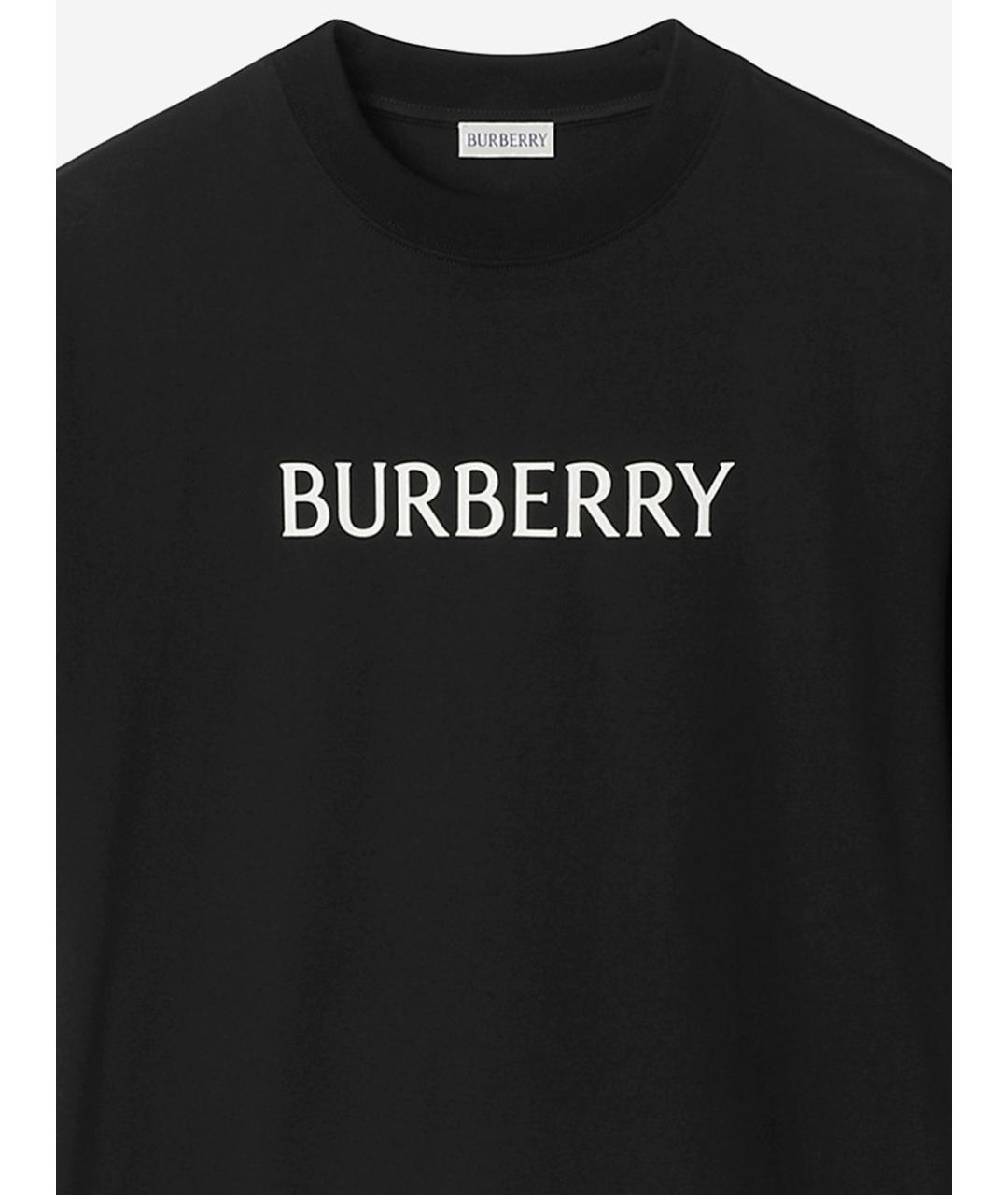 BURBERRY Черная хлопковая футболка, фото 3