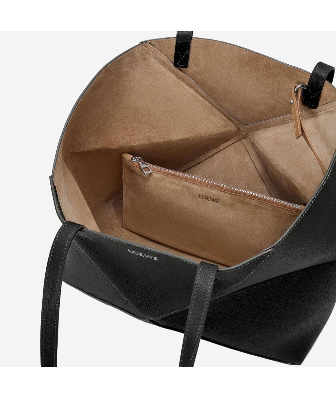 LOEWE Черная кожаная сумка тоут, фото 4