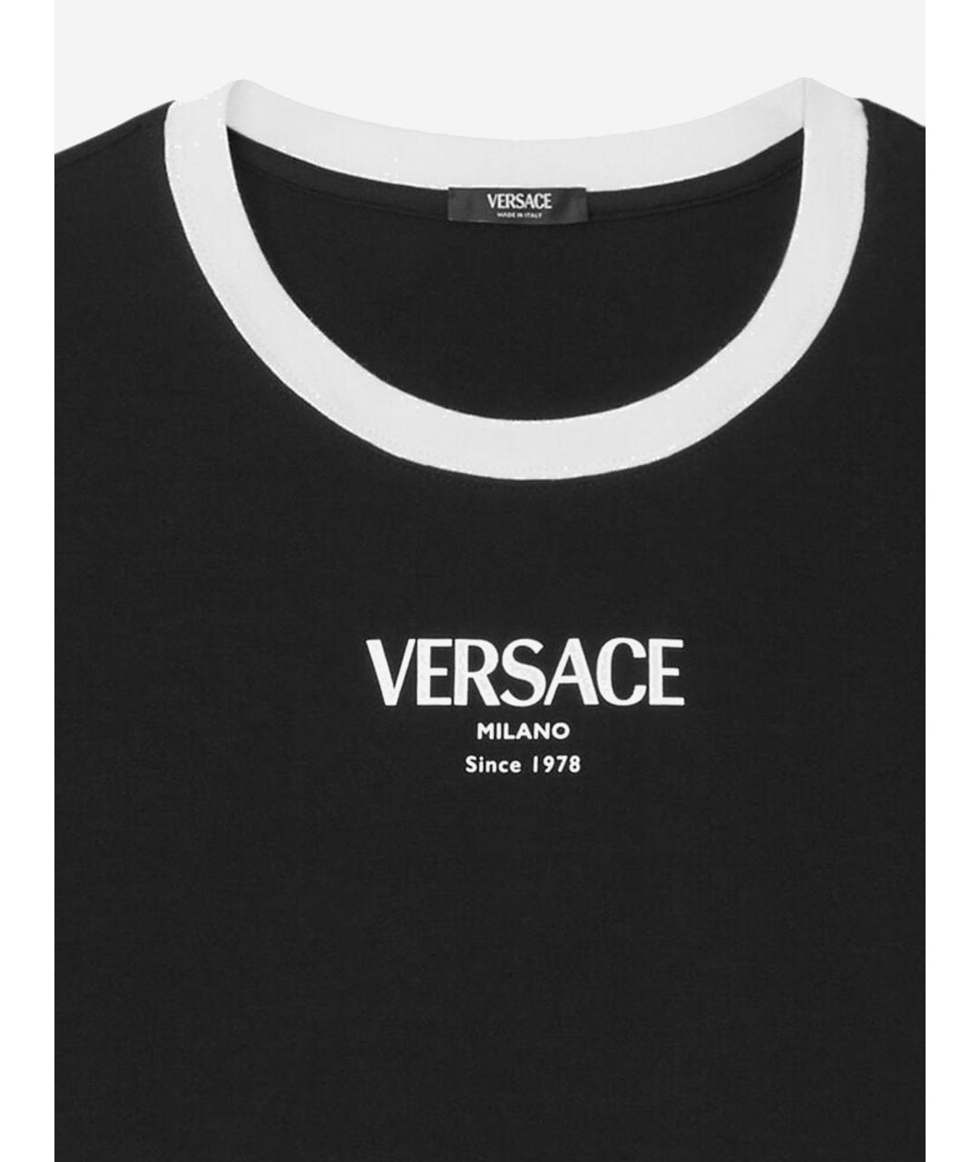 VERSACE Черная хлопковая футболка, фото 3