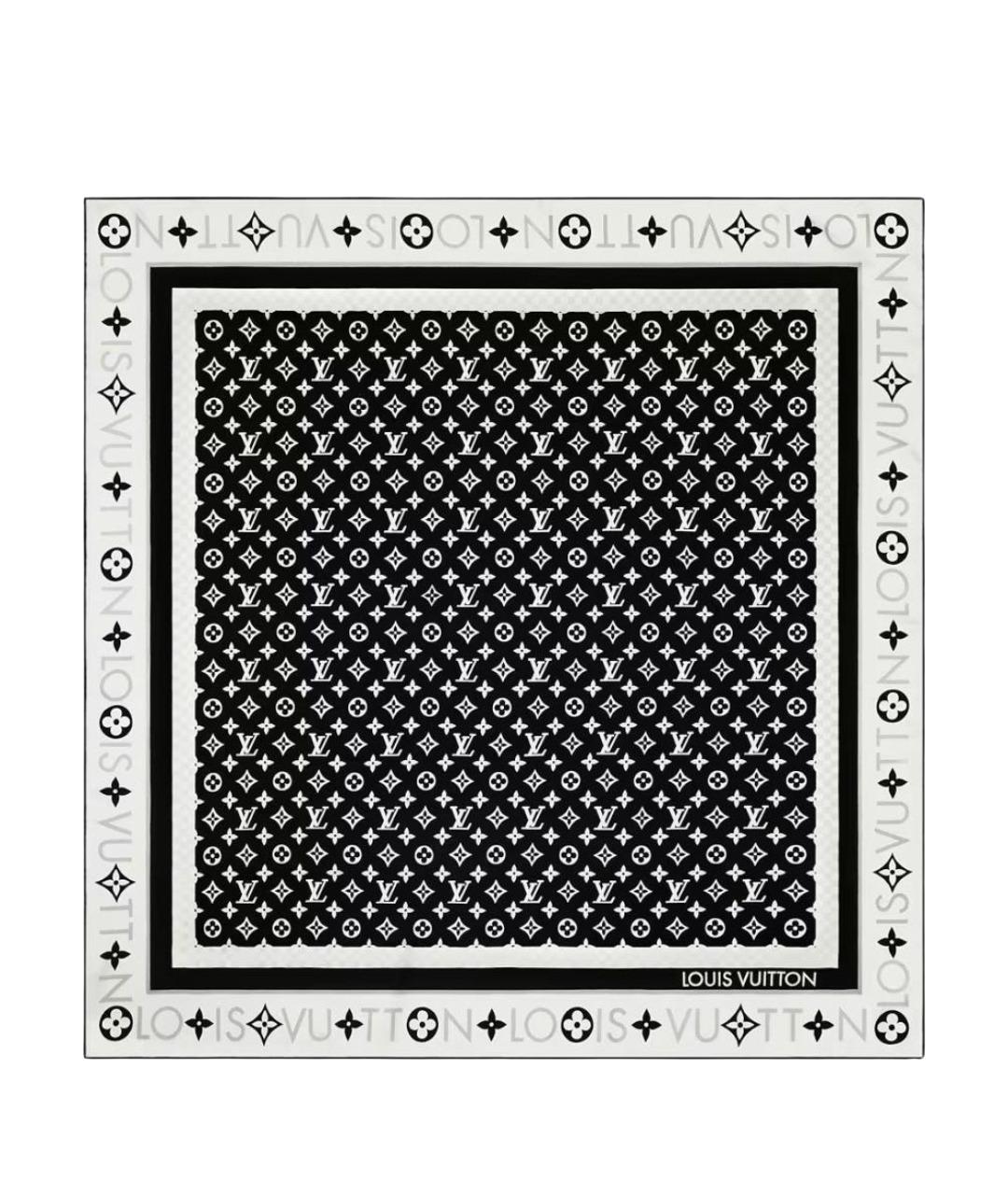 LOUIS VUITTON Черный шелковый платок, фото 1