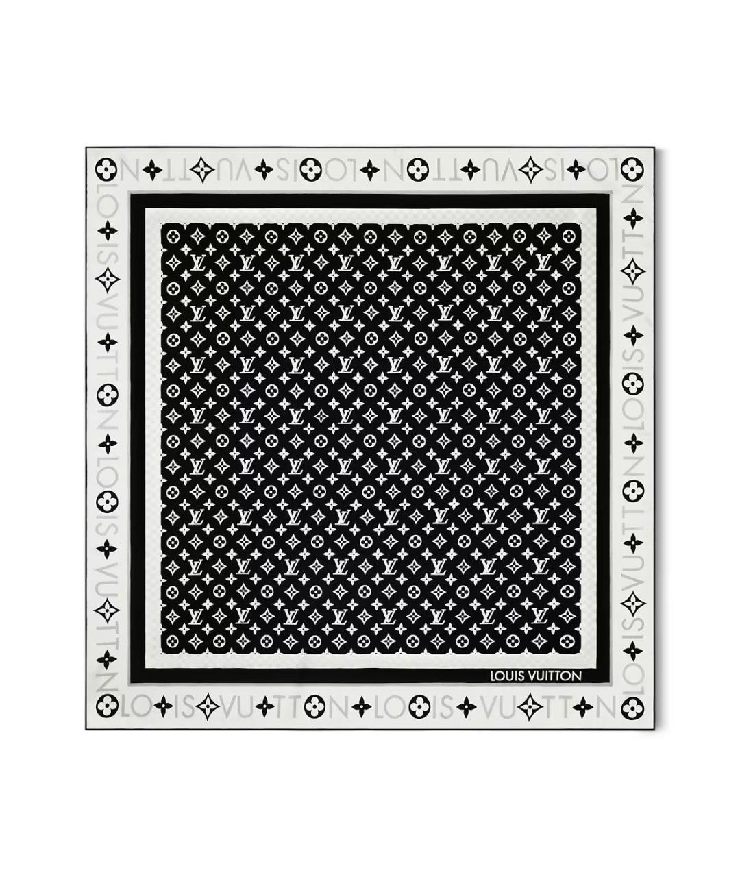 LOUIS VUITTON Черный шелковый платок, фото 6