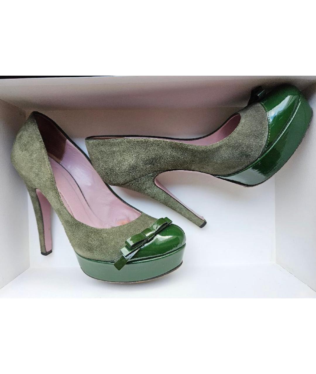RED VALENTINO Зеленые замшевые туфли, фото 8