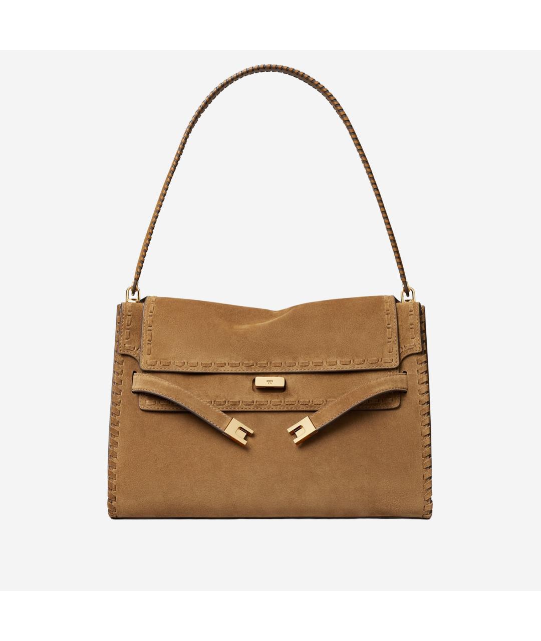 TORY BURCH Коричневая замшевая сумка через плечо, фото 1