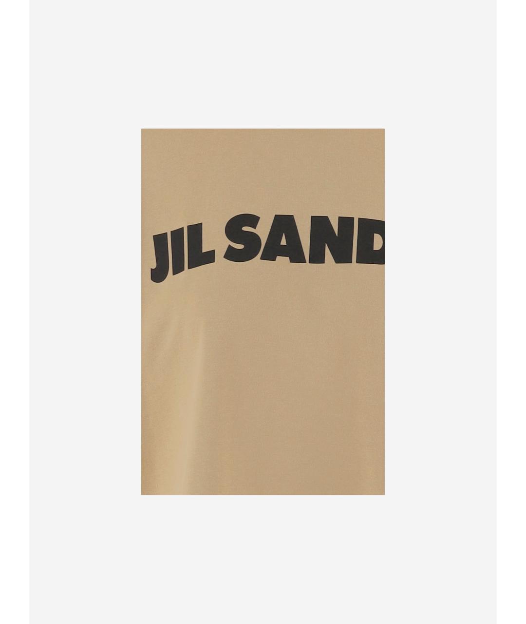 JIL SANDER Бежевая хлопковая футболка, фото 3