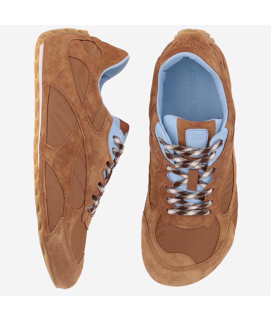 BOTTEGA VENETA Коричневые текстильные низкие кроссовки / кеды, фото 4