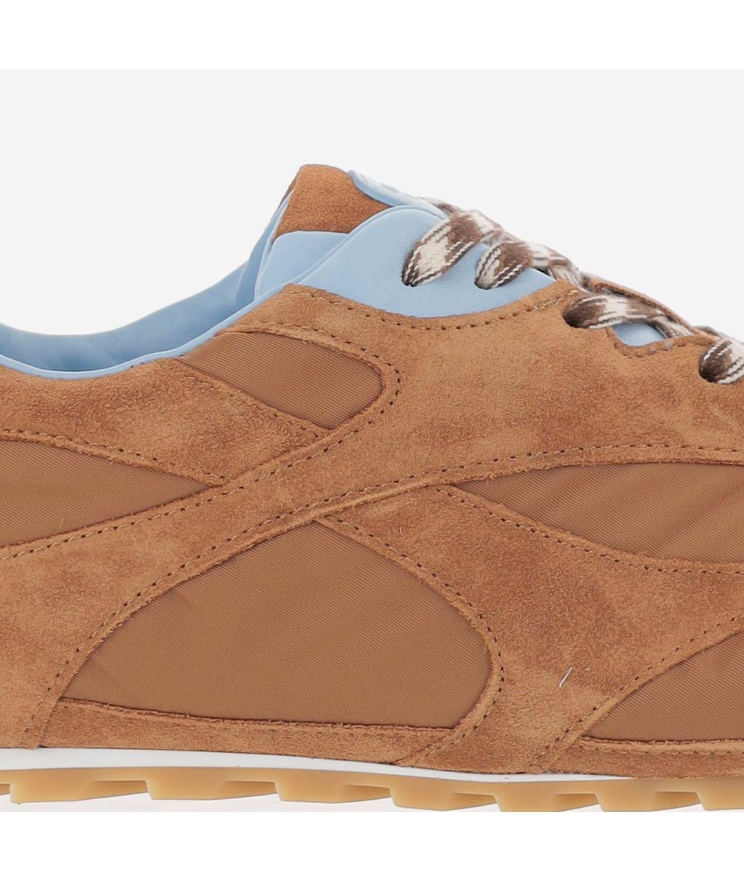 BOTTEGA VENETA Коричневые текстильные низкие кроссовки / кеды, фото 5