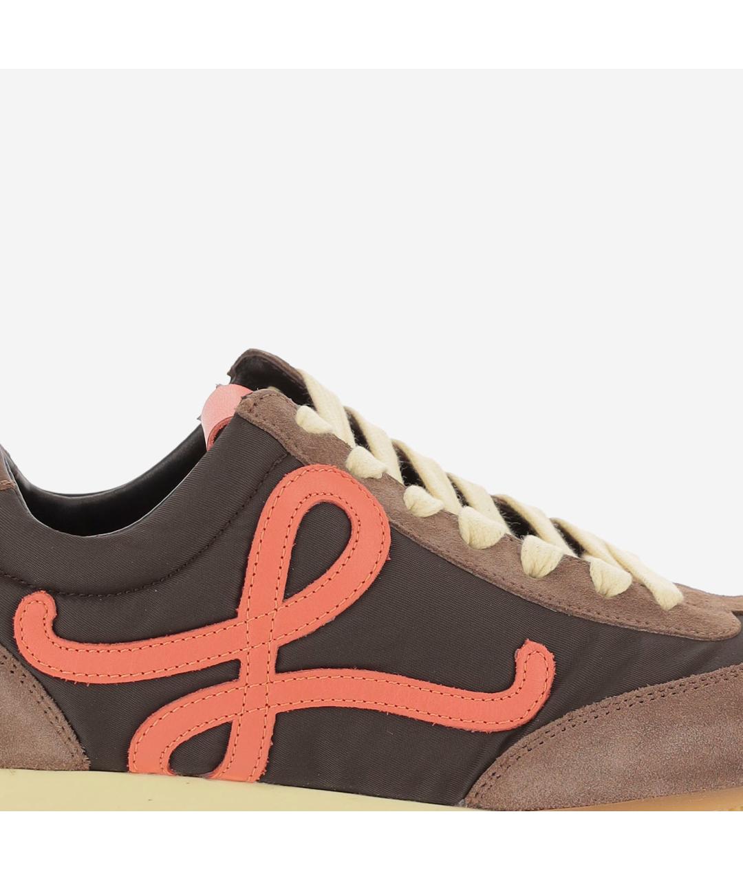 LOEWE Коричневые кожаные кроссовки, фото 5