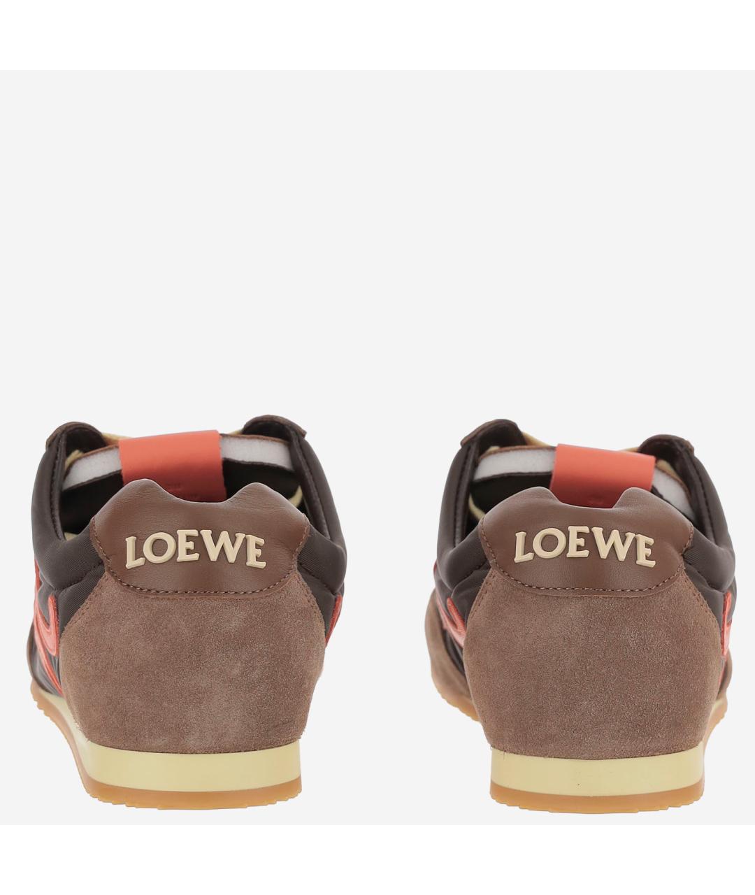 LOEWE Коричневые кожаные кроссовки, фото 3