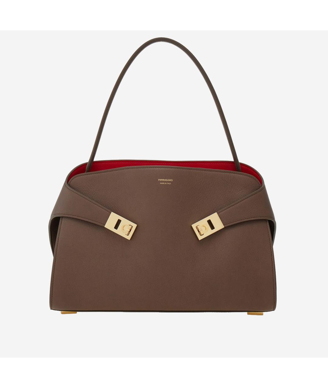 FERRAGAMO Коричневая кожаная сумка тоут, фото 6