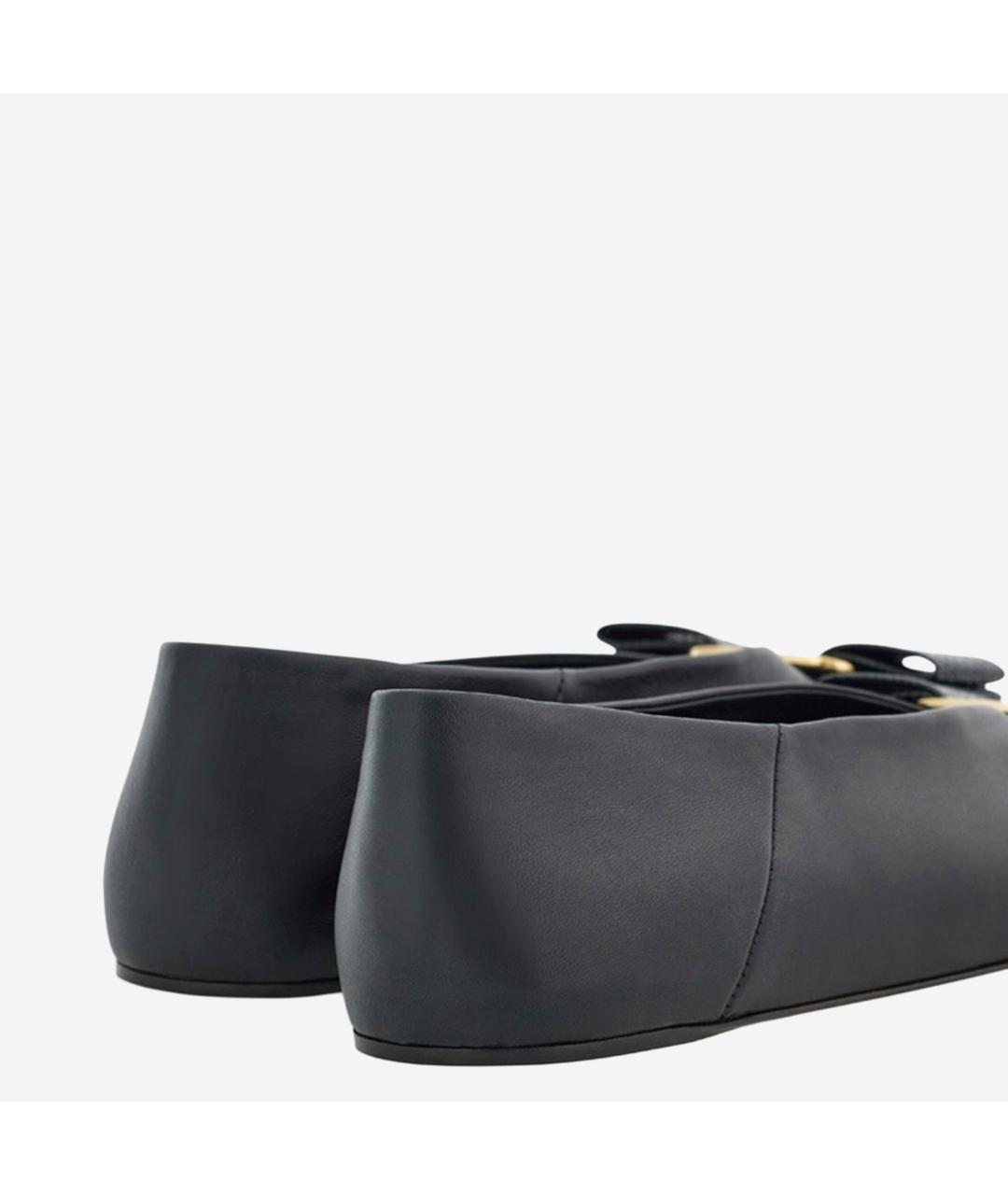 FERRAGAMO Черные кожаные балетки, фото 3