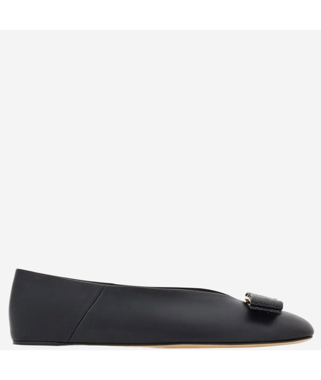 FERRAGAMO Черные кожаные балетки, фото 6