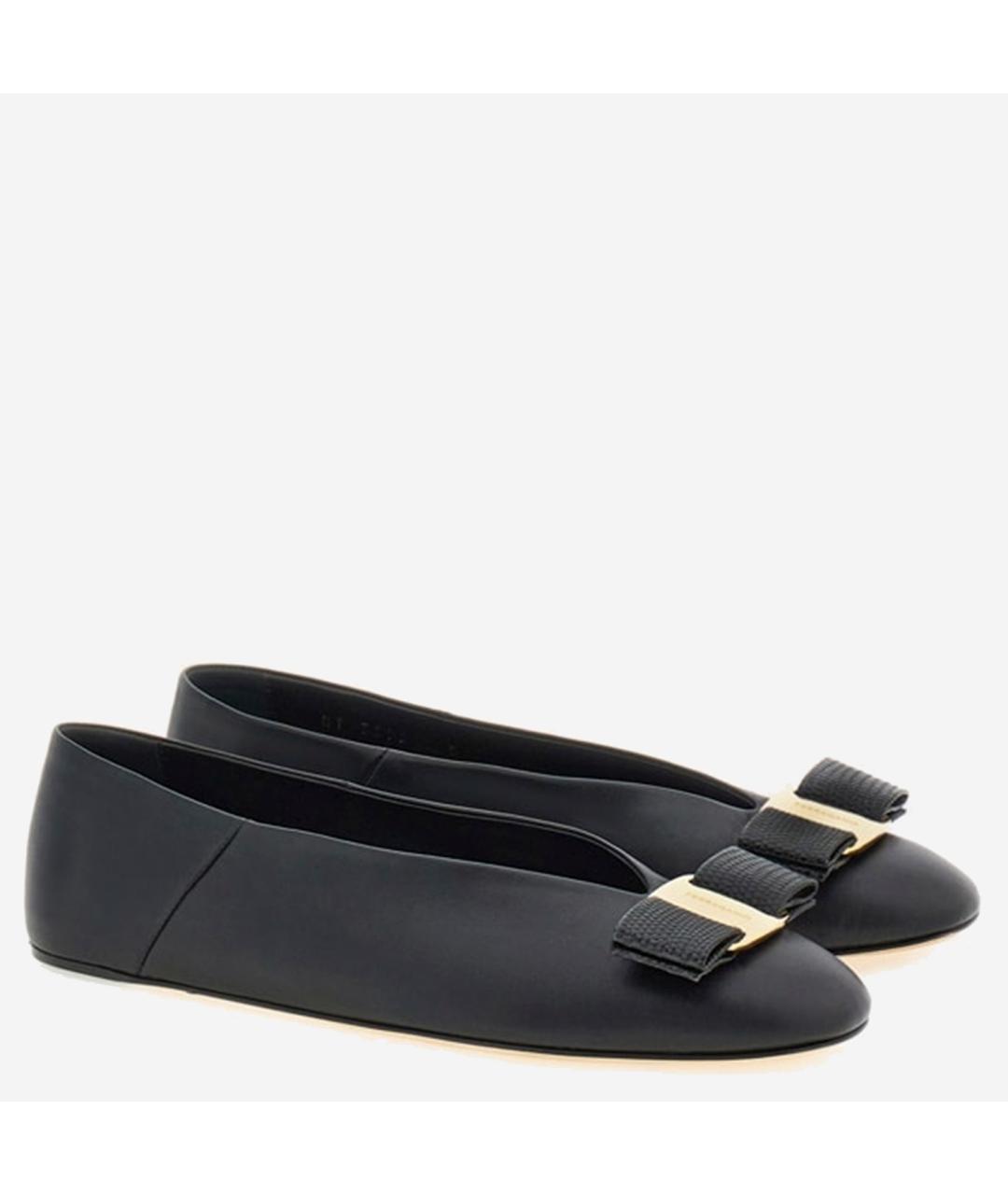 FERRAGAMO Черные кожаные балетки, фото 2