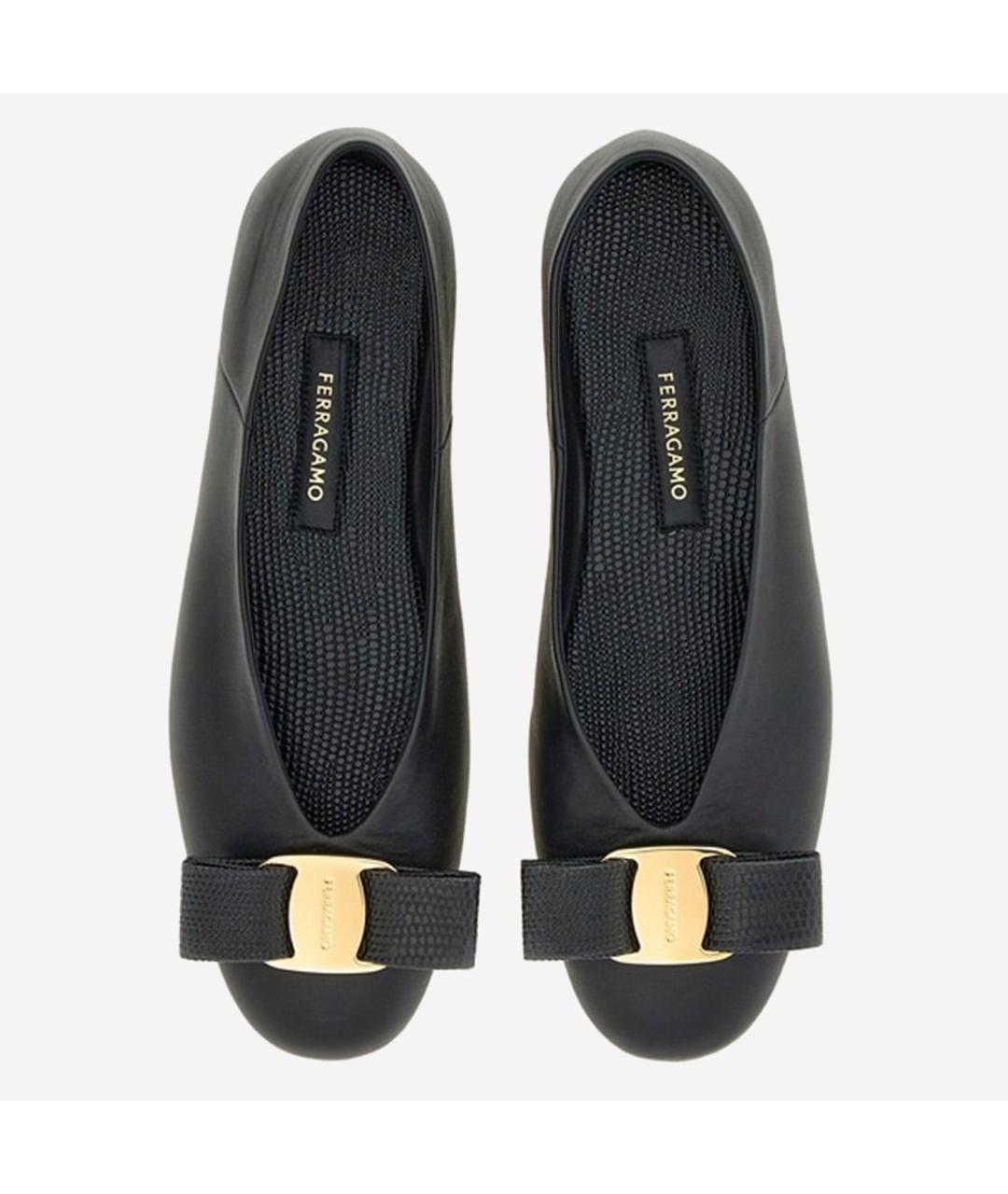 FERRAGAMO Черные кожаные балетки, фото 4