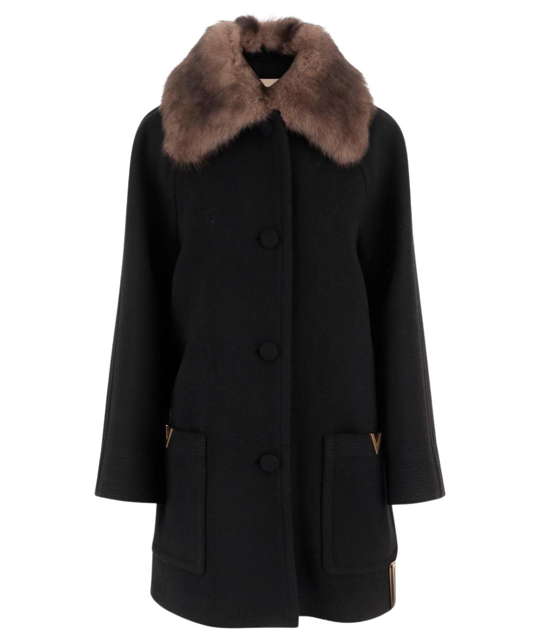 VALENTINO Черное шерстяное пальто, фото 1