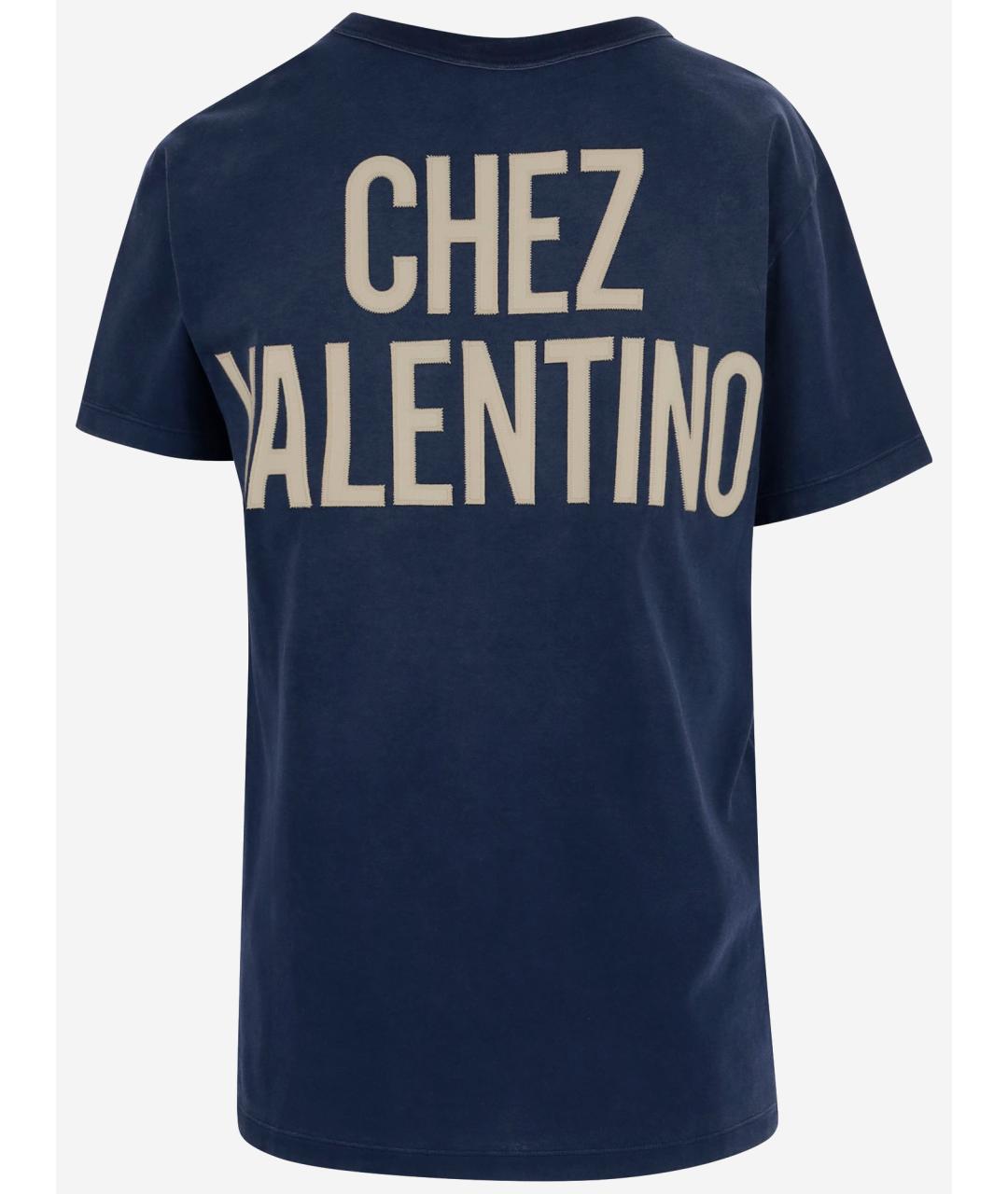 VALENTINO Синяя хлопковая футболка, фото 2