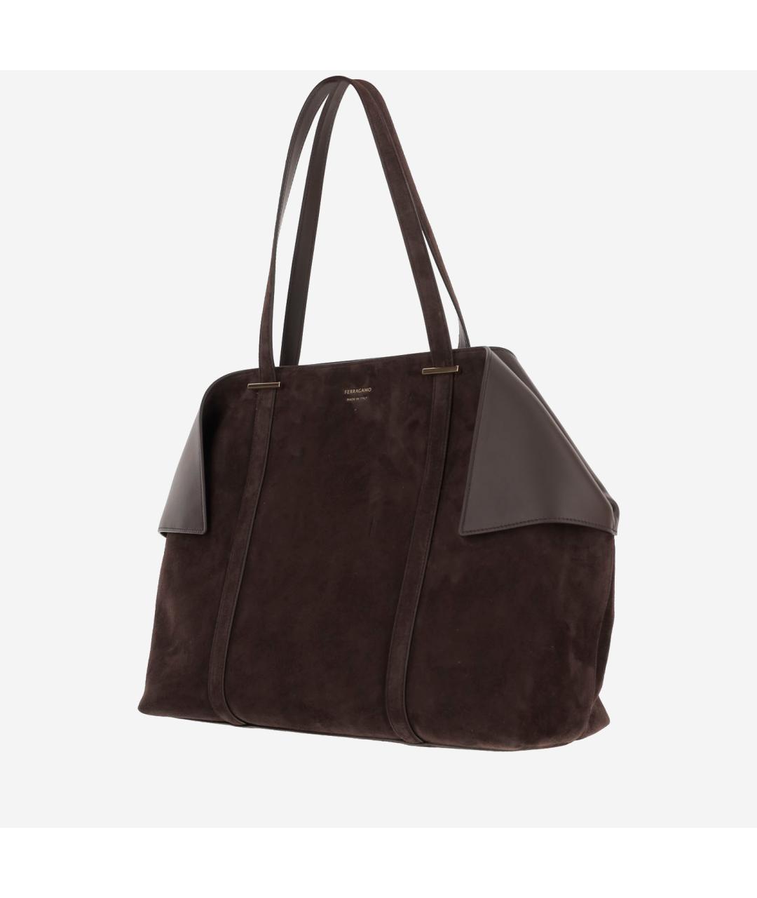 FERRAGAMO Коричневая кожаная сумка тоут, фото 2