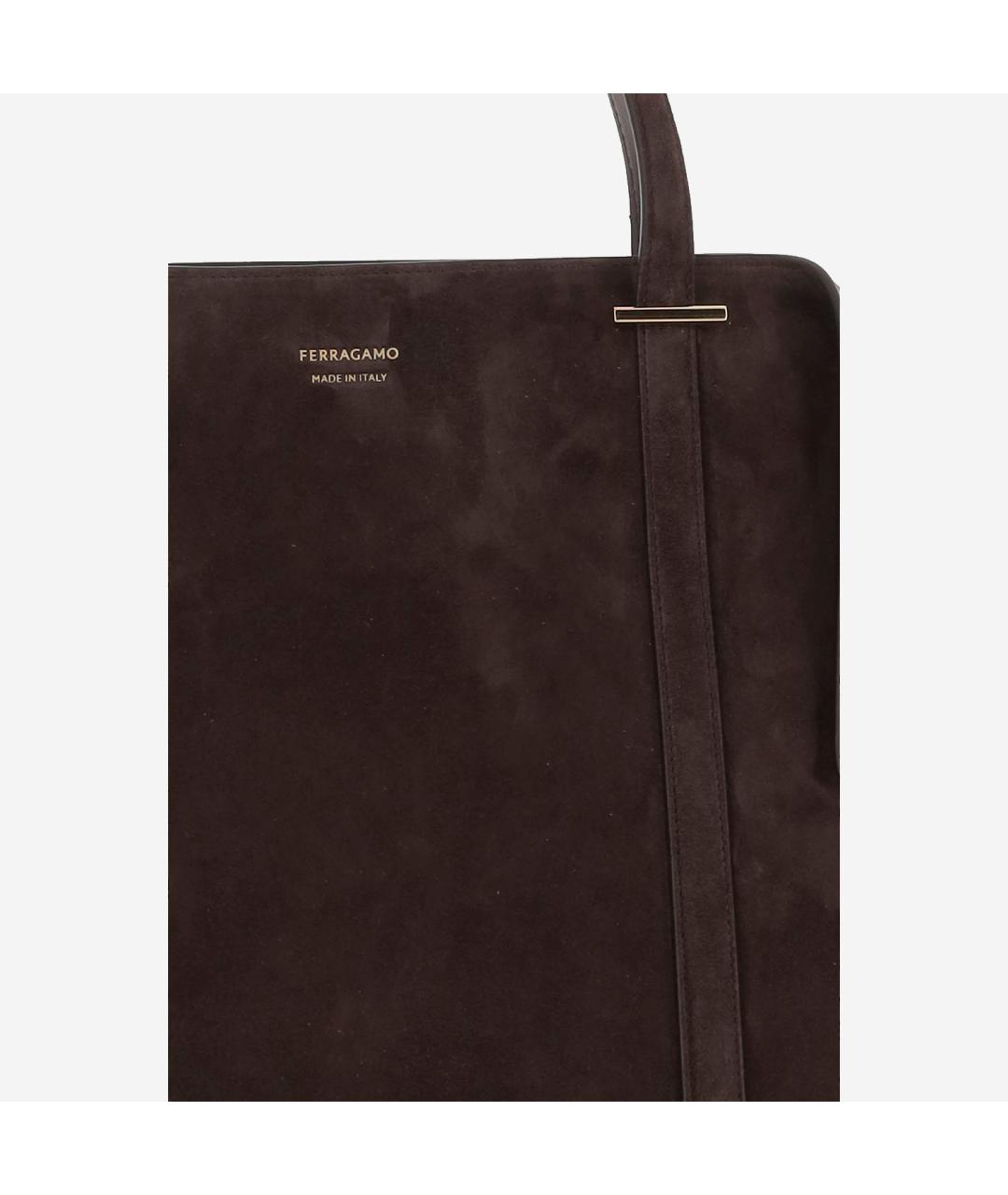 FERRAGAMO Коричневая кожаная сумка тоут, фото 4
