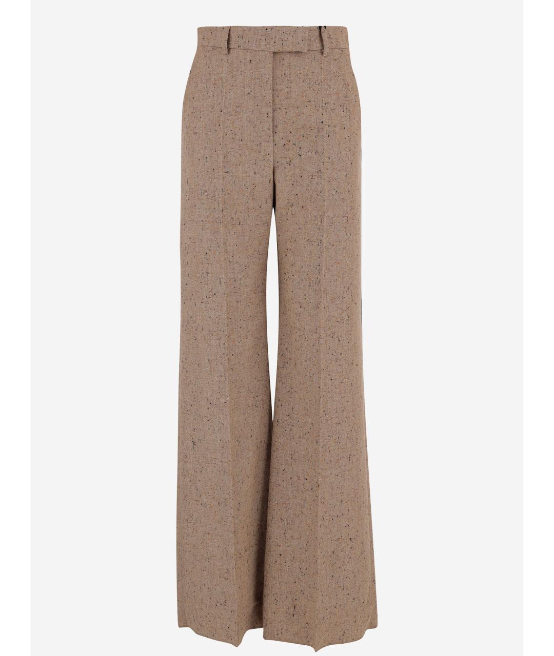 VALENTINO Бежевые шерстяные прямые брюки, фото 1