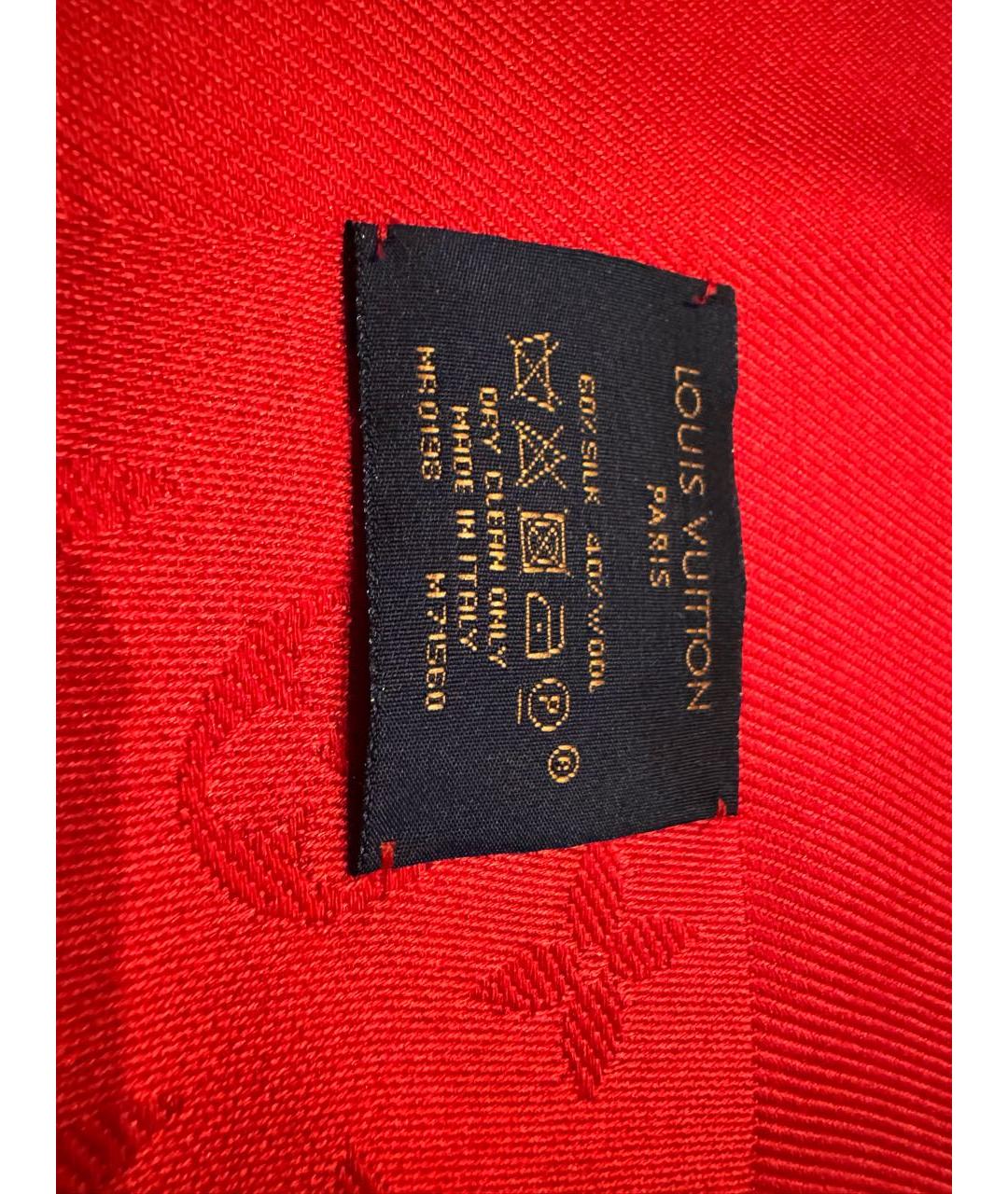 LOUIS VUITTON Красный шелковый платок, фото 3