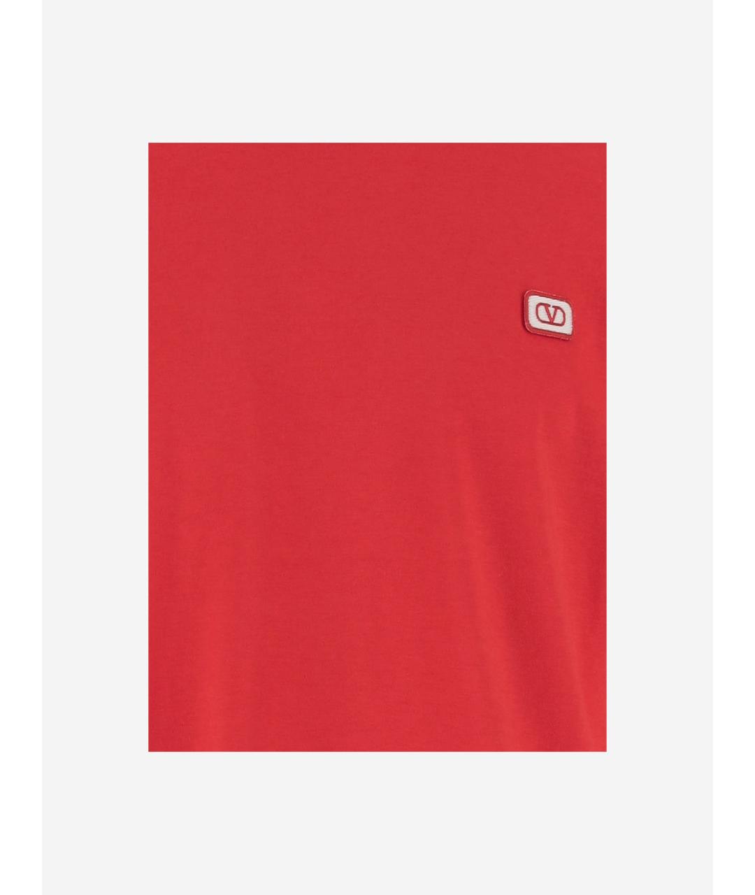 VALENTINO Красная хлопковая футболка, фото 3