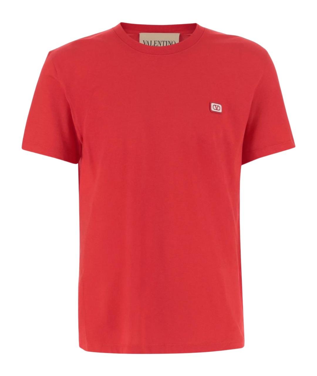 VALENTINO Красная хлопковая футболка, фото 1