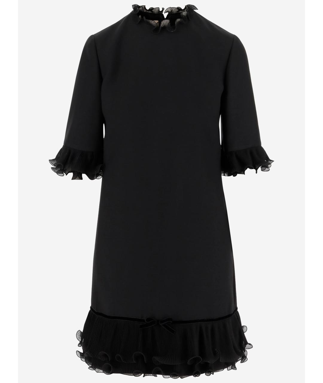 VALENTINO Черное шерстяное повседневное платье, фото 4