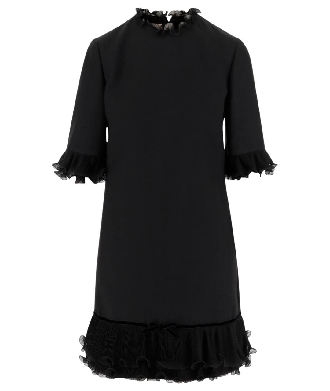 VALENTINO Черное шерстяное повседневное платье, фото 1