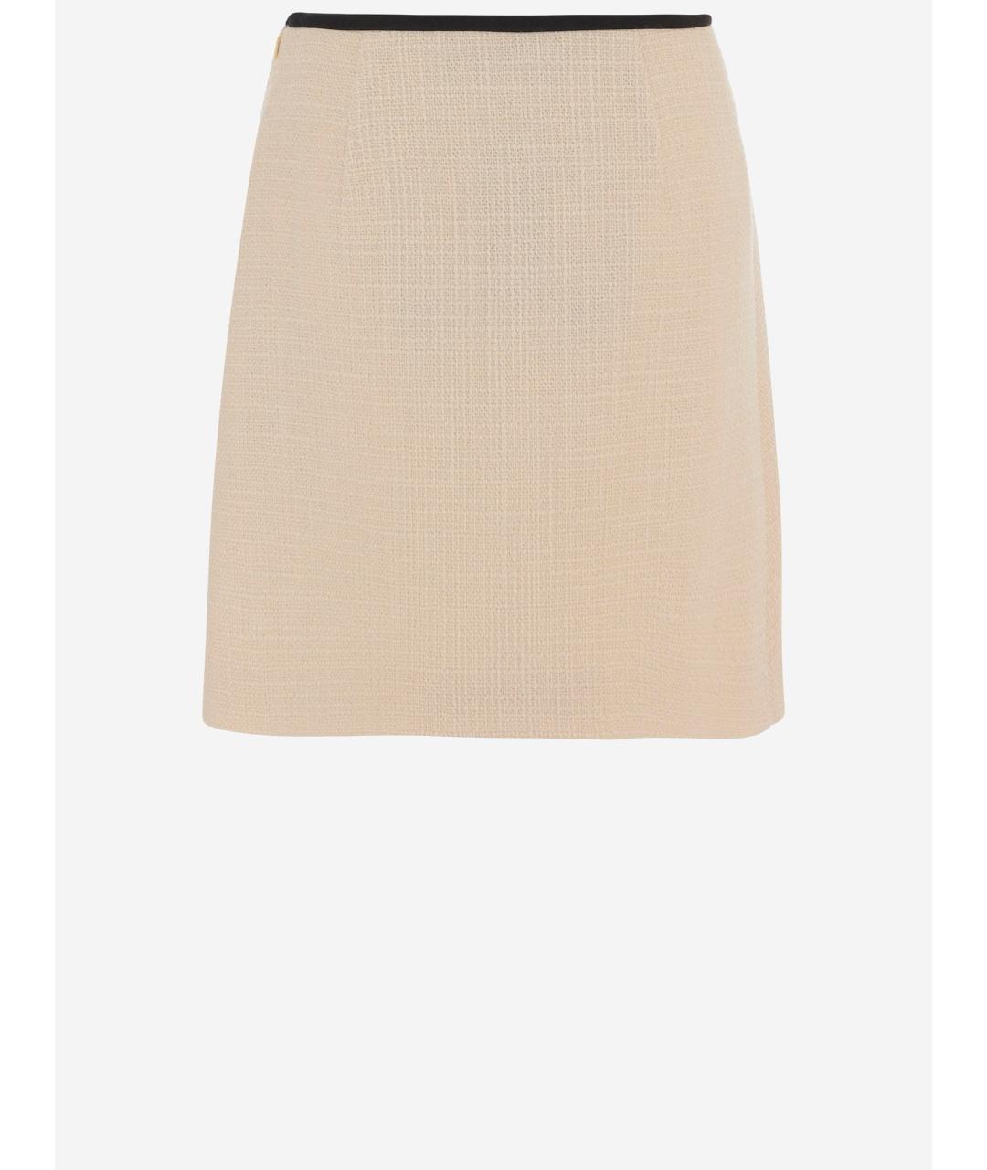 VALENTINO Бежевая шерстяная юбка мини, фото 2