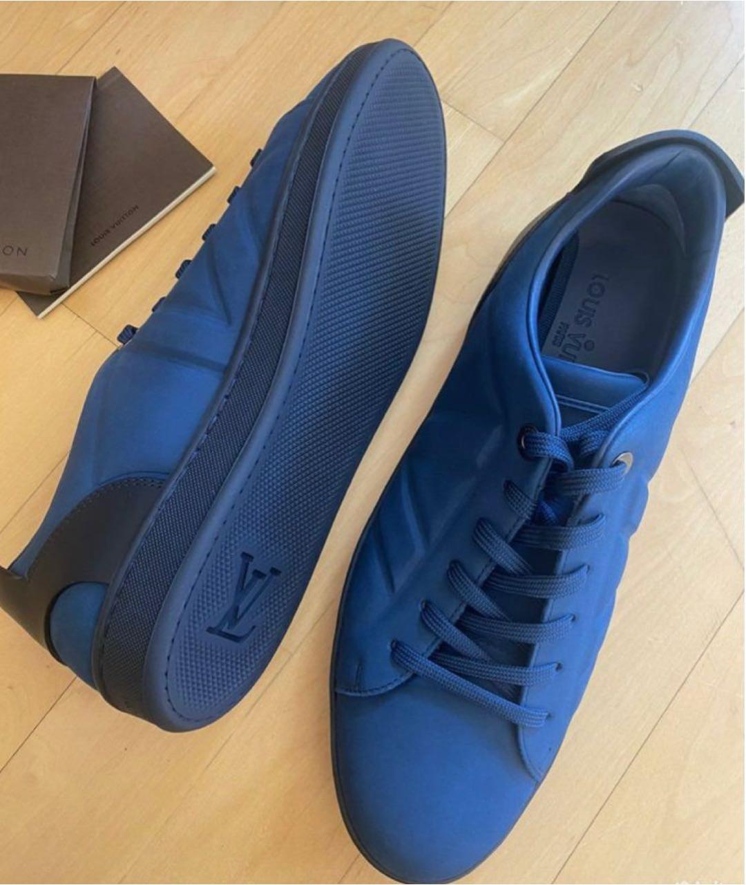 LOUIS VUITTON Синие нубуковые низкие кроссовки / кеды, фото 3