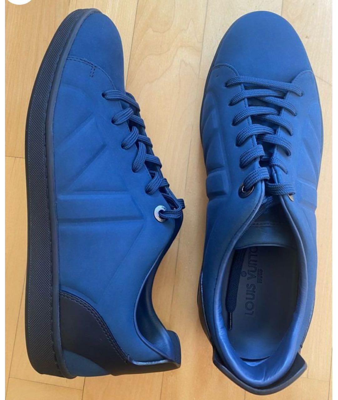 LOUIS VUITTON Синие нубуковые низкие кроссовки / кеды, фото 5