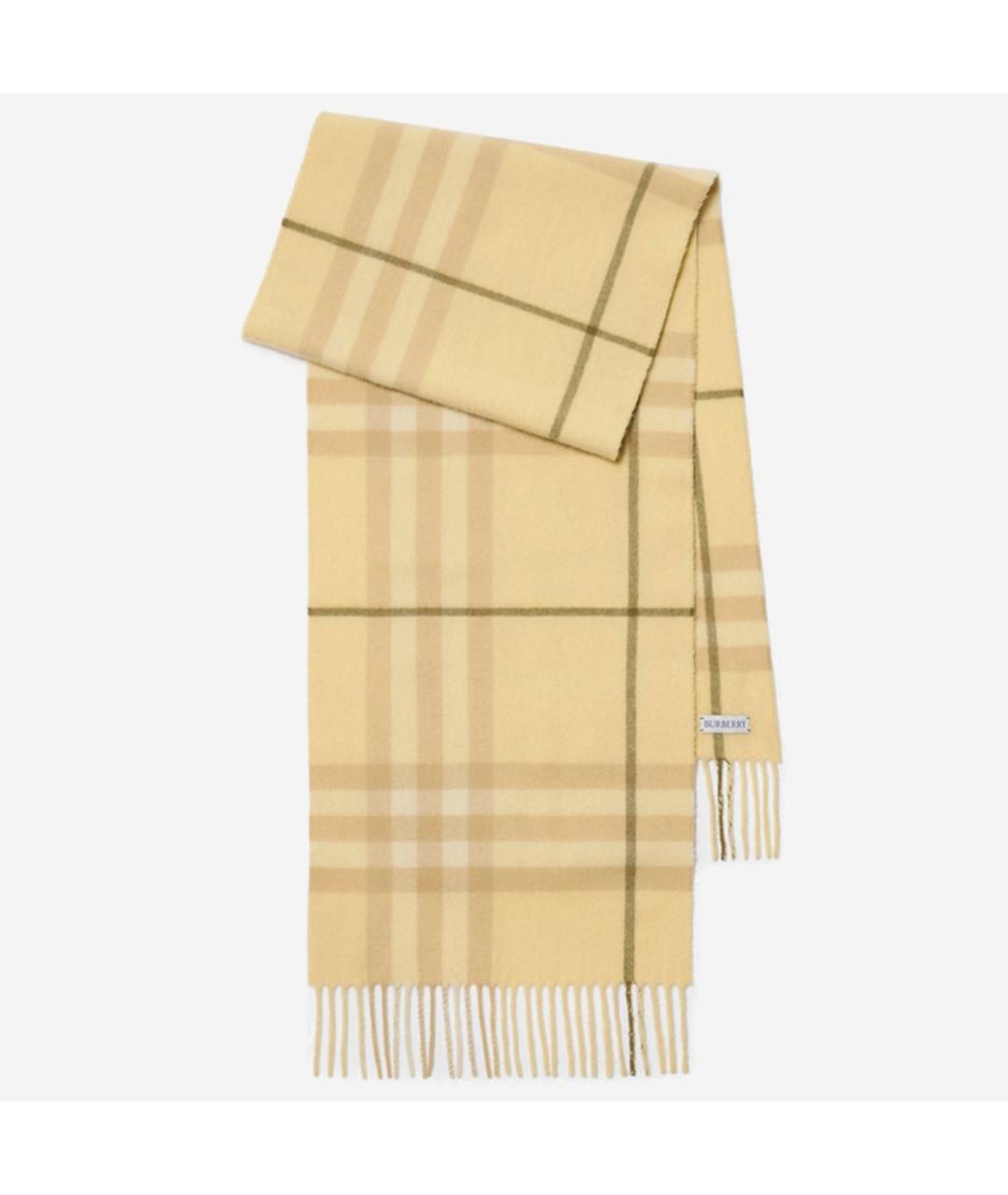 BURBERRY Желтый кашемировый шарф, фото 2