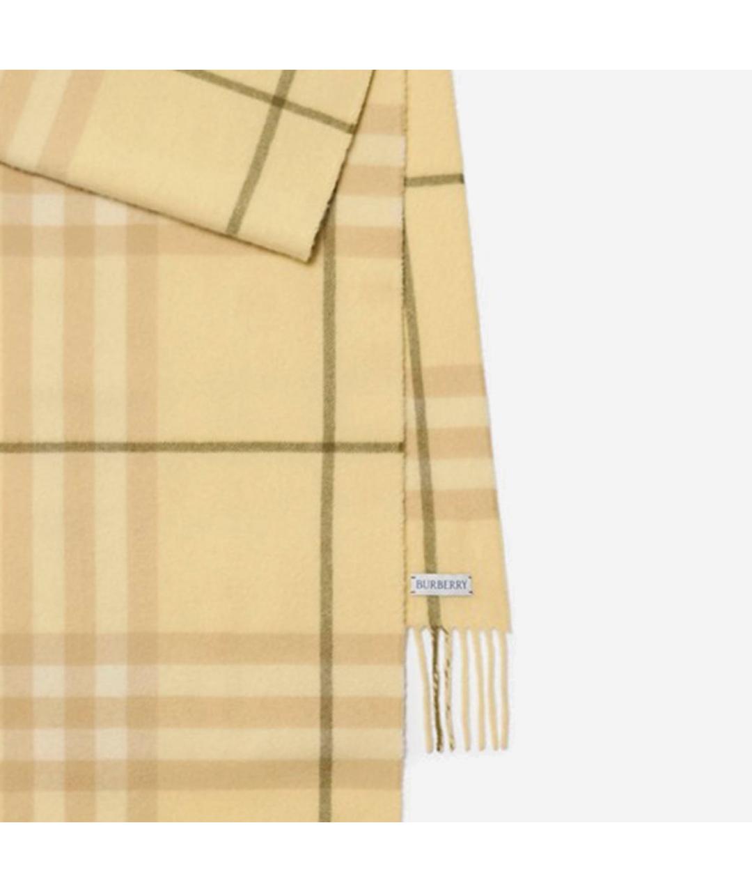 BURBERRY Желтый кашемировый шарф, фото 3
