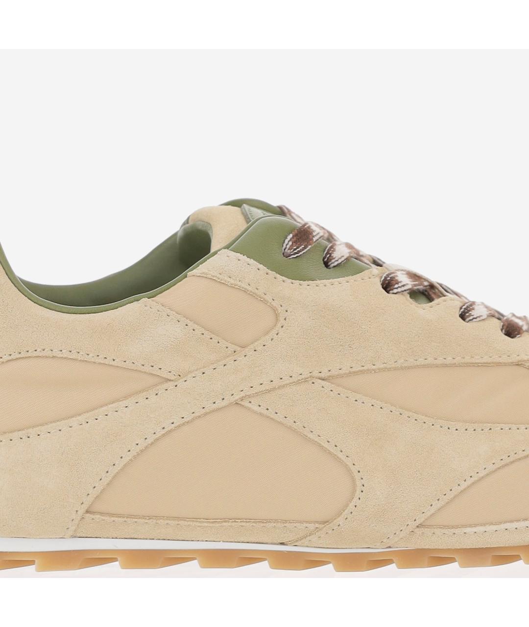 BOTTEGA VENETA Бежевые текстильные низкие кроссовки / кеды, фото 5