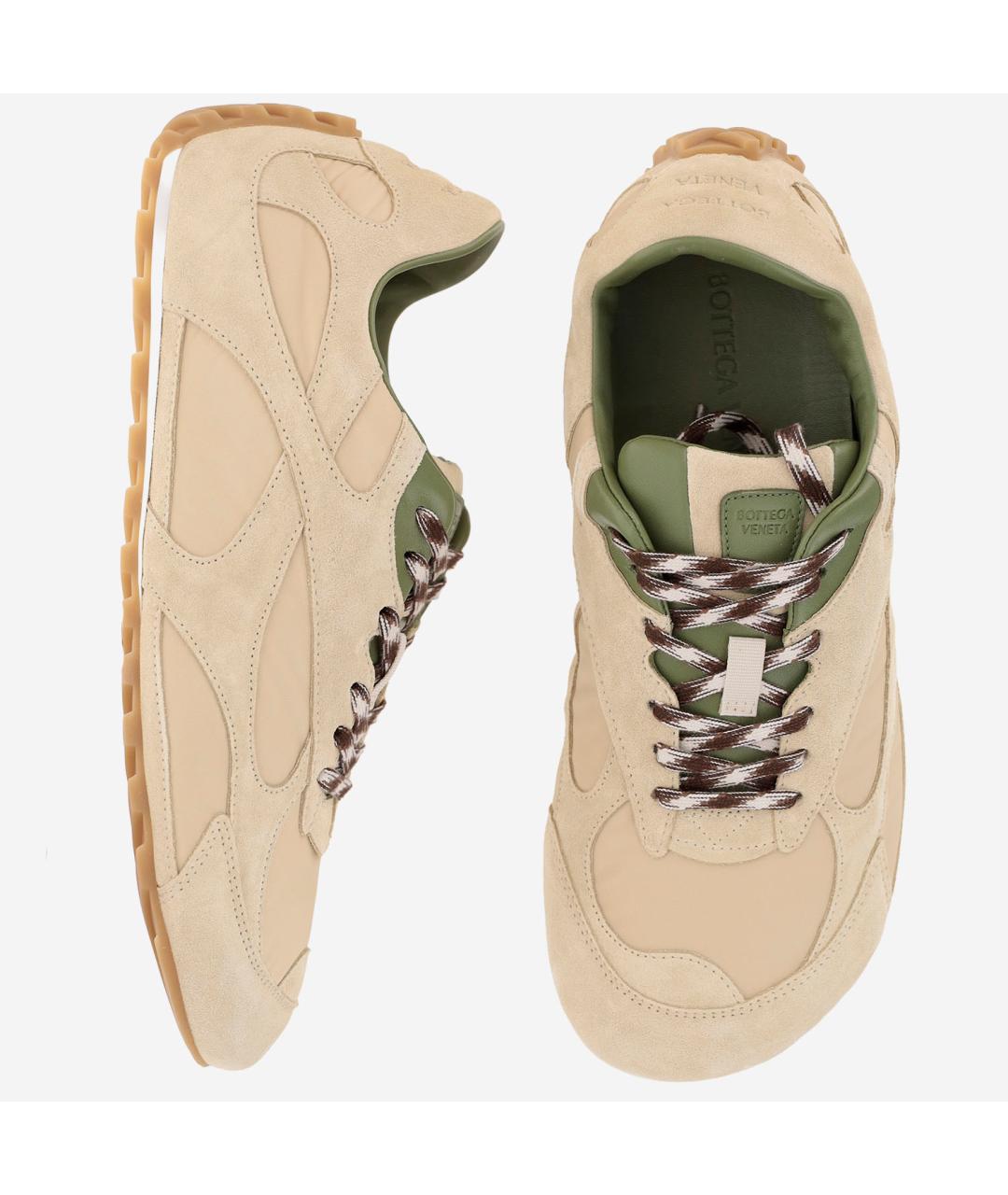 BOTTEGA VENETA Бежевые текстильные низкие кроссовки / кеды, фото 4