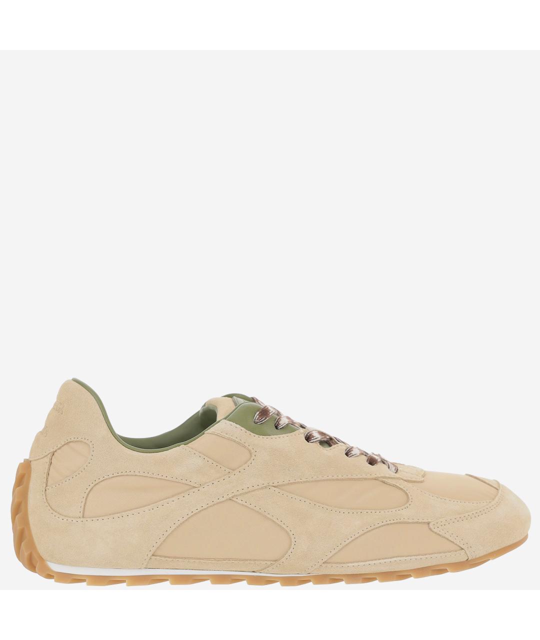 BOTTEGA VENETA Бежевые текстильные низкие кроссовки / кеды, фото 6