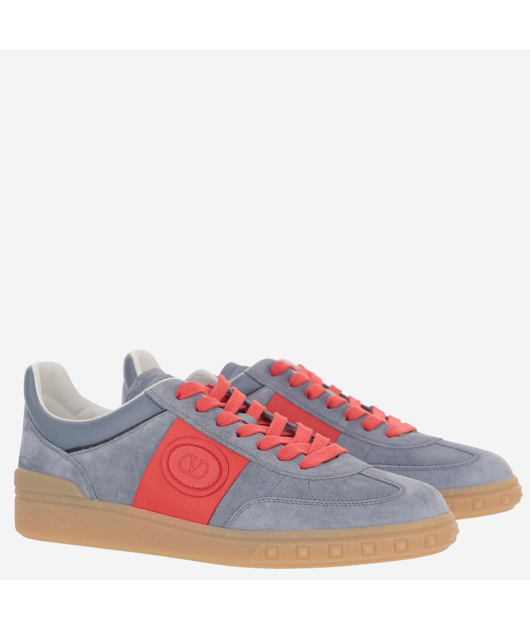 VALENTINO Голубые замшевые низкие кроссовки / кеды, фото 3