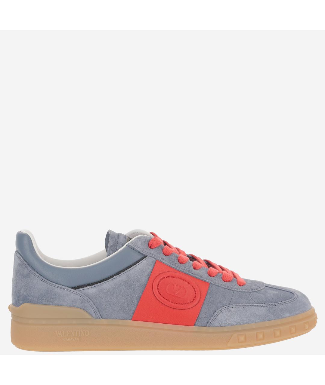 VALENTINO Голубые замшевые низкие кроссовки / кеды, фото 6