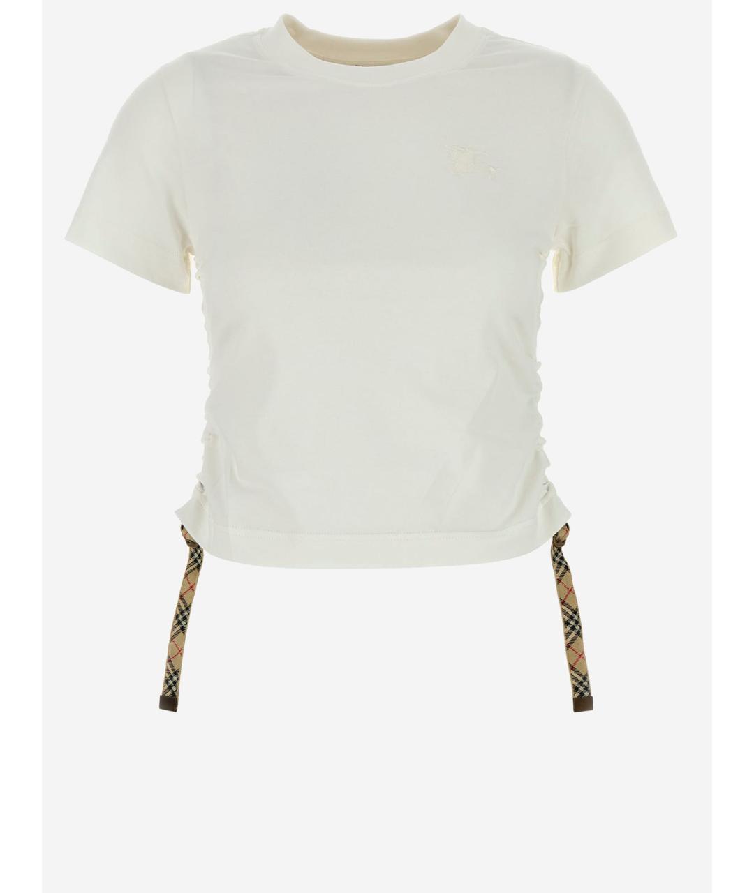 BURBERRY Белая хлопковая футболка, фото 4
