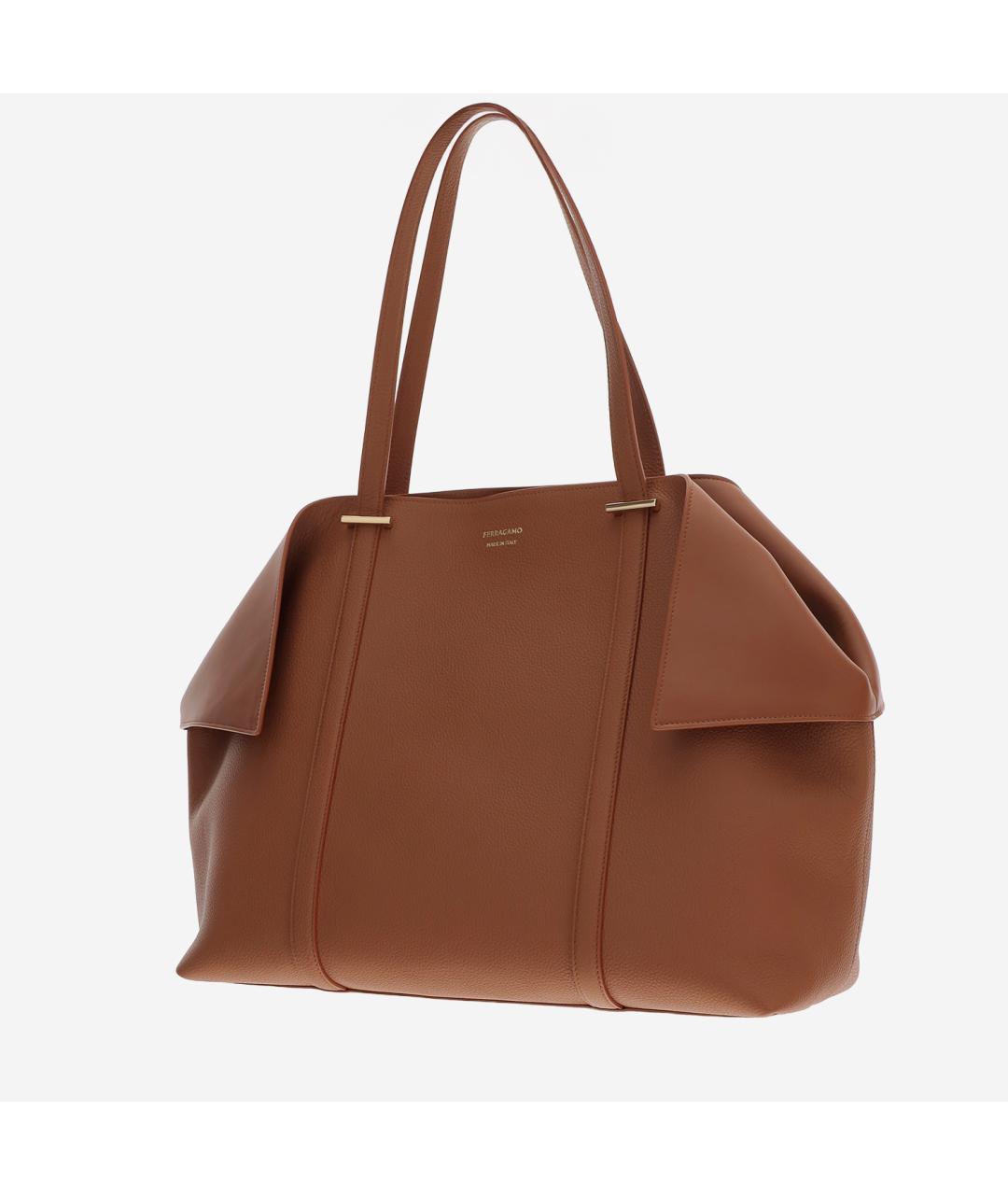 FERRAGAMO Коричневая кожаная сумка тоут, фото 3