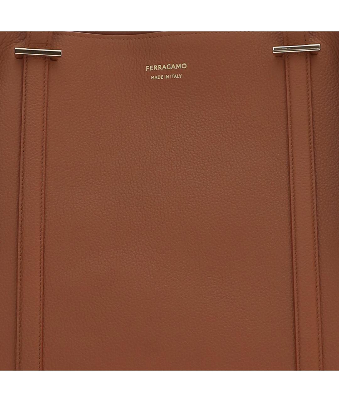 FERRAGAMO Коричневая кожаная сумка тоут, фото 2