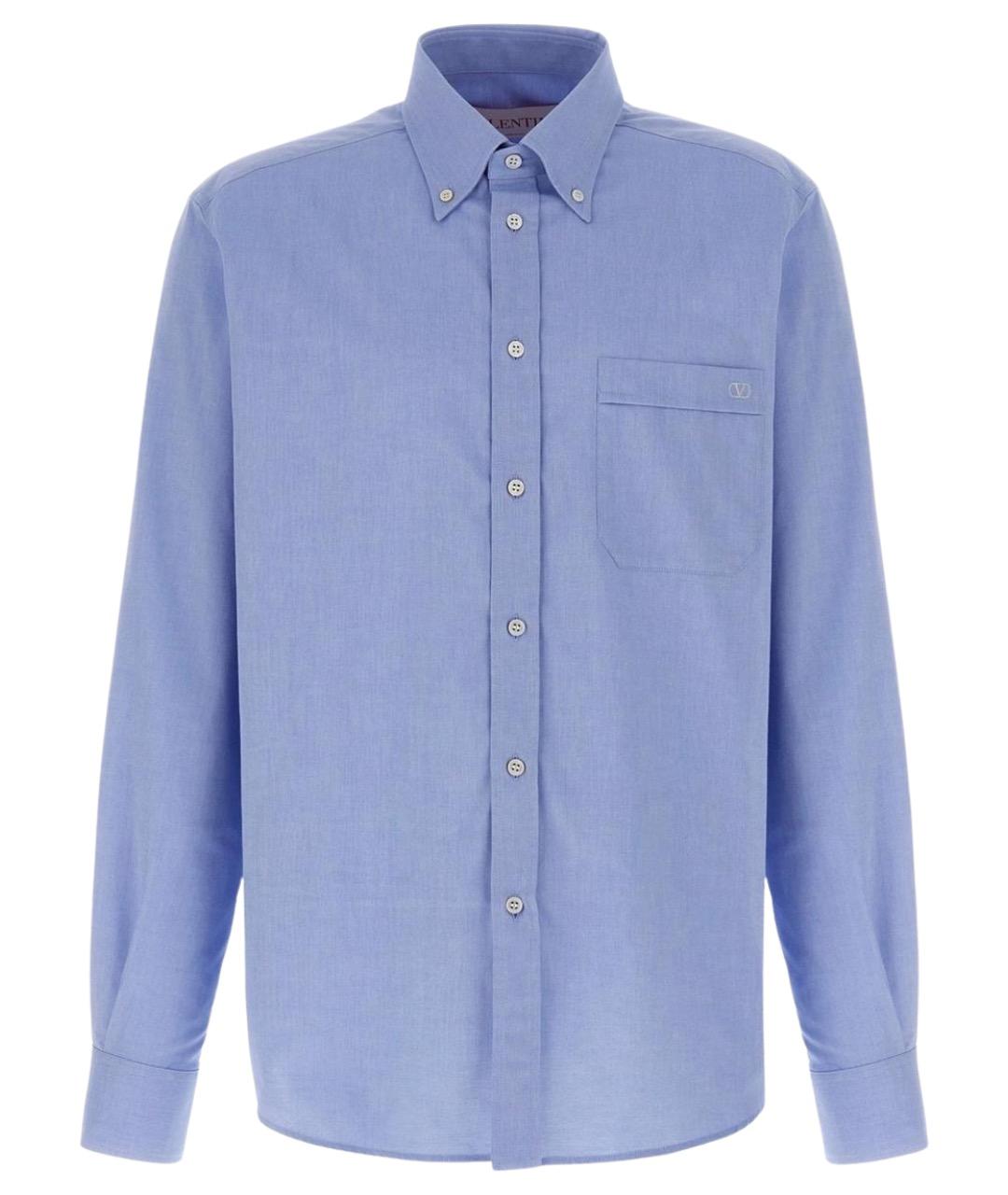 VALENTINO Голубая хлопковая кэжуал рубашка, фото 1